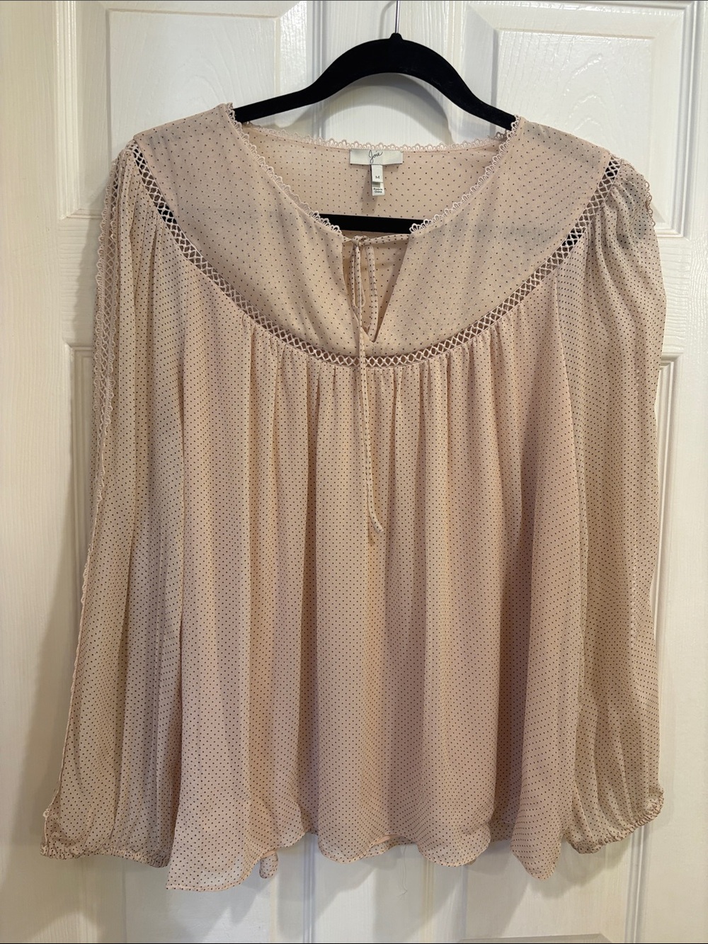 Light Pink Polka Dot Peasant Blouse